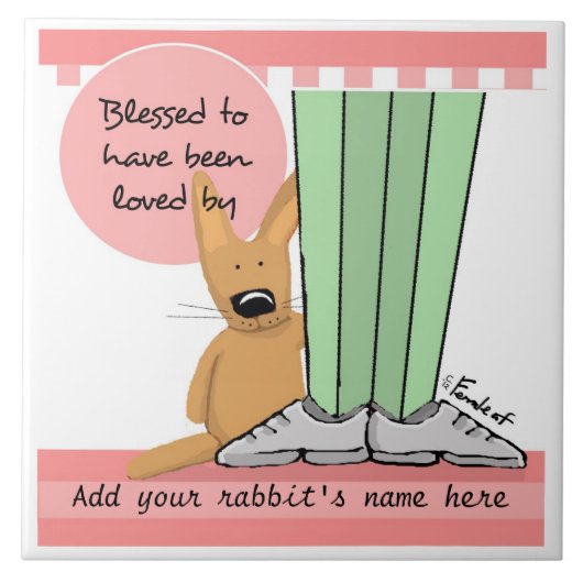Personaliseer Sweet Bunny Memorial Tegeltje (Voorkant)