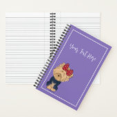 Personaliseer Sweet Yorkie met Bow Custom Notitieboek (Binnen)
