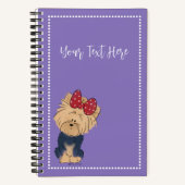 Personaliseer Sweet Yorkie met Bow Custom Notitieboek (Voorkant)