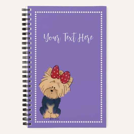 Personaliseer Sweet Yorkie met Bow Custom Notitieboek (Voorkant)