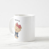 Personaliseer Sweet Yorkie met Bow Simple White Koffiemok (Voorkant links)