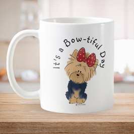 Personaliseer Sweet Yorkie met Bow Simple White Koffiemok