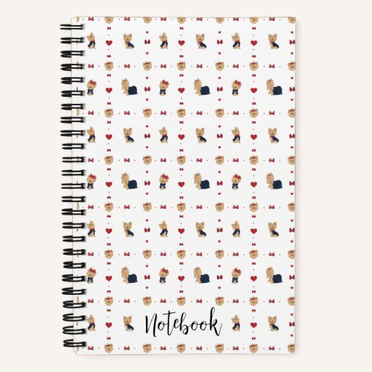 Personaliseer Sweet Yorkies Bows Hearts Custom Sma Notitieboek (Voorkant)