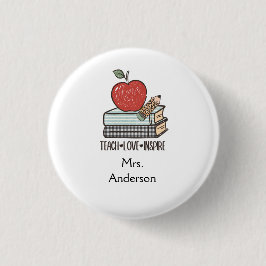 Personaliseer Teach Love Inspire Cadeau Voor Leraa Ronde Button 3,2 Cm