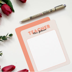 Personaliseer Teacher Stationery Year End Peach Notitiekaartje