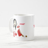Personaliseer Team Canada Vrouw Cartoon Fan Koffiemok (Voorkant links)