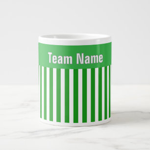 Personaliseer TEAM NAAM Groen Witte Strepen Grote Koffiekop