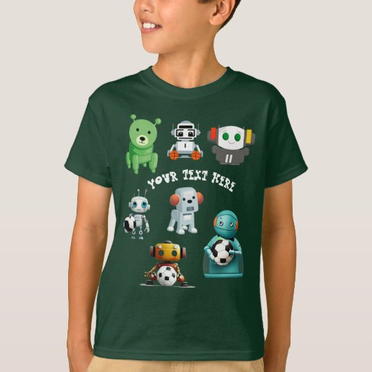 Personaliseer Team Naam Sport Robot Top T-shirt (Voorkant)