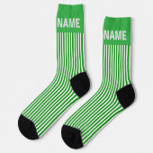 Personaliseer TEAMNAAM Green Stripe Sokken (Links)