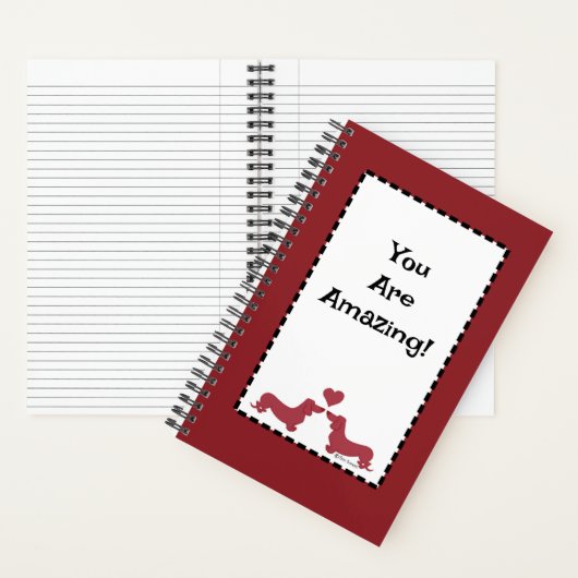 Personaliseer teckel hart rood spiraal Notitieboek (Binnen)