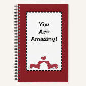 Personaliseer teckel hart rood spiraal Notitieboek (Voorkant)