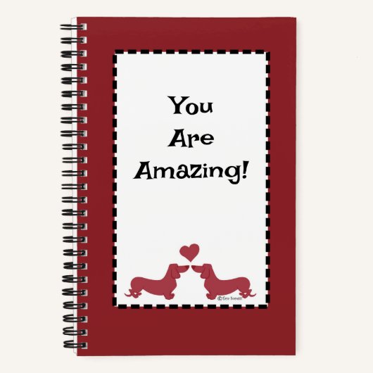 Personaliseer teckel hart rood spiraal Notitieboek (Voorkant)