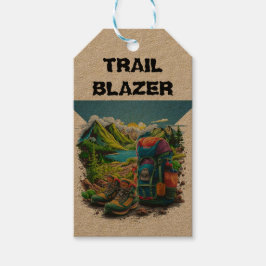 Personaliseer Tekst Camping Backpacken Thema Cadeaulabel