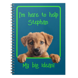 Personaliseer tekst met de schattigste puppy notitieboek