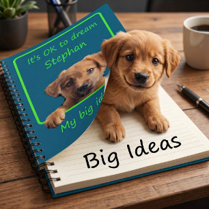 Personaliseer tekst met de schattigste puppy notitieboek