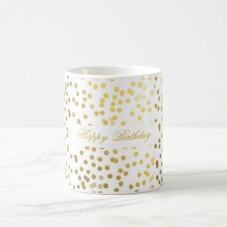 personaliseer tekst van faux gold confetti happy j koffiemok