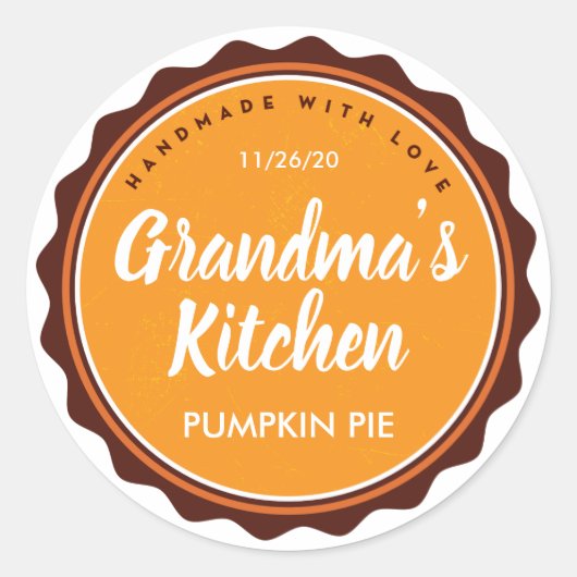 Personaliseer Thanksgiving taartetiket keuken Stic Ronde Sticker (Voorkant)