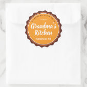 Personaliseer Thanksgiving taartetiket keuken Stic Ronde Sticker (Tas)