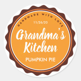 Personaliseer Thanksgiving taartetiket keuken Stic Ronde Sticker