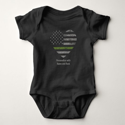Personaliseer Thin Green Line Militaire Heart VS-v Romper (Voorkant)