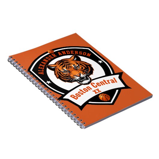 Personaliseer Tiger Basketbal Notitieboek (Rechterzijde)