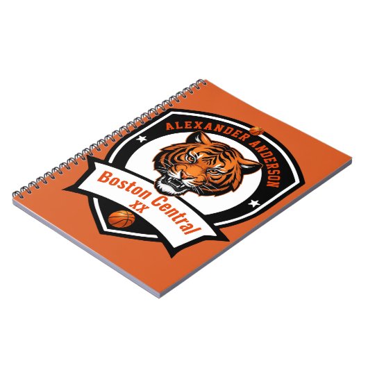 Personaliseer Tiger Basketbal Notitieboek (Linkerzijde)