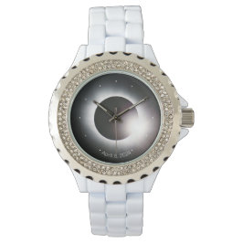 Personaliseer Total Solar Eclipse 2024 vrouwen Horloge