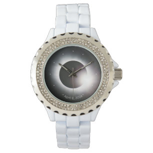 Personaliseer Total Solar Eclipse 2024 vrouwen Horloge