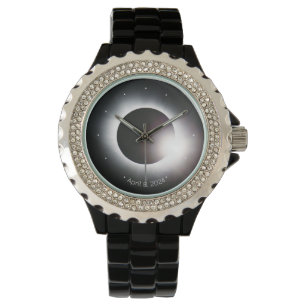 Personaliseer Total Solar Eclipse 2024 vrouwen Horloge