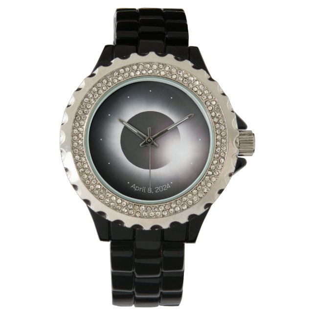 Personaliseer Total Solar Eclipse 2024 vrouwen Horloge (Voorkant)