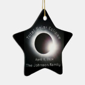 Personaliseer totale zonsverduistering 2024 keramisch ornament (Rechts)