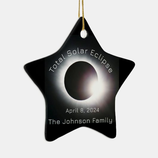 Personaliseer totale zonsverduistering 2024 keramisch ornament (Rechts)