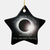 Personaliseer totale zonsverduistering 2024 keramisch ornament (Voorkant)