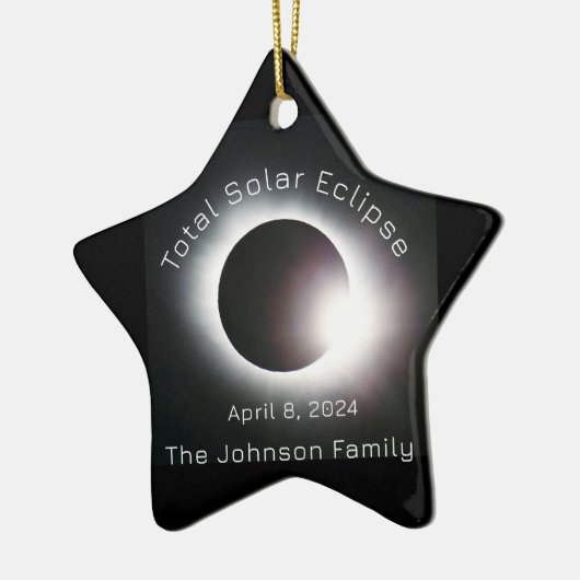 Personaliseer totale zonsverduistering 2024 keramisch ornament (Links)