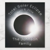 Personaliseer totale zonsverduistering 2024 wijn etiket (Enkel label)