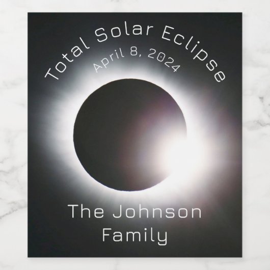 Personaliseer totale zonsverduistering 2024 wijn etiket (Enkel label)