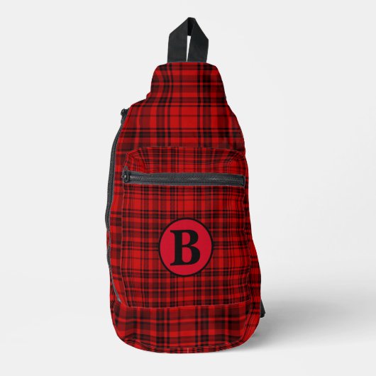 Personaliseer trendy naam Checkered Plaid Sling Bag (Voorkant)