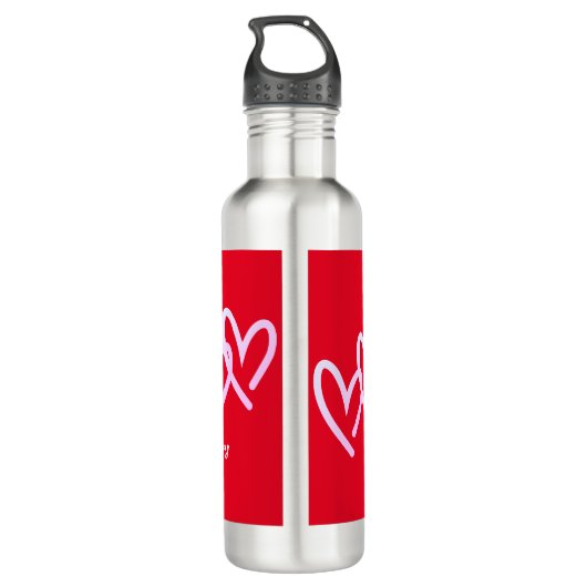Personaliseer Triple Heart Red Waterfles (Achterkant)