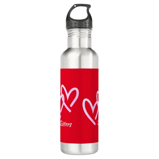 Personaliseer Triple Heart Red Waterfles (Voorkant)