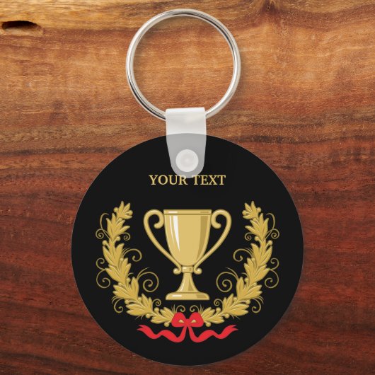 Personaliseer Trophy Cup [donker] Sleutelhanger (Voorkant)