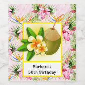 Personaliseer tropische kokosnoot wijn etiket (Enkel label)