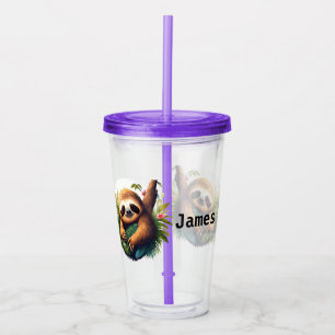 Personaliseer tropische luiaard acryl drinkbeker