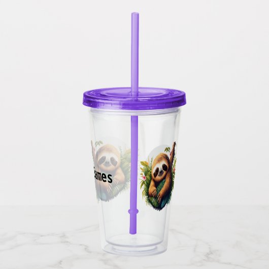 Personaliseer tropische luiaard acryl drinkbeker (Rechts)