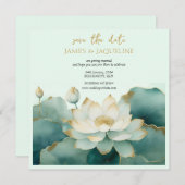 Personaliseer Trouwen Bewaar de datum Lotus goud Save The Date (Voorkant / Achterkant)