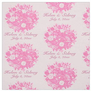 Personaliseer Trouwstof Roze Rozen Stof