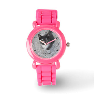 Personaliseer Tuxedo zwarte kitten Horloge