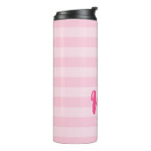 Personaliseer u met de naam Mrs Preppy Pink Stripe Thermosbeker (Gedraaid links)