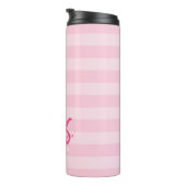 Personaliseer u met de naam Mrs Preppy Pink Stripe Thermosbeker (Geroteerd rechts)