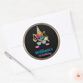 Personaliseer Unicorn Birthday Classic Ronde Stick Sticker (Envelop)