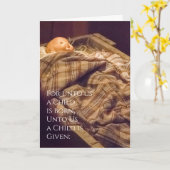 Personaliseer Unto US Child Born Natitivity Kerstm Kaart (Gele Bloem)